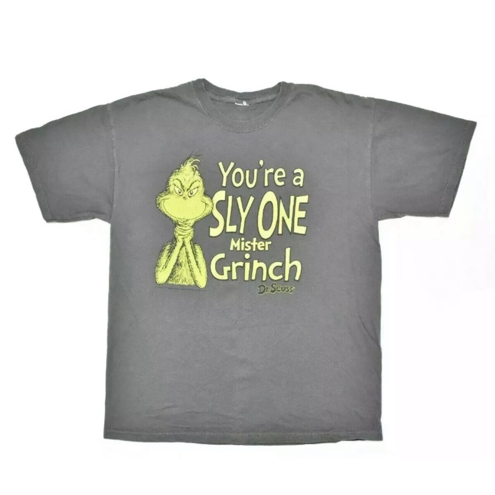 Gray 2007 Dr.Seuss Mister Grinch Graphic T Shirt M
